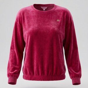 Juicy Couture Girls XL Velour Sweatshirt Pink Glitter Crown Logo Excellent